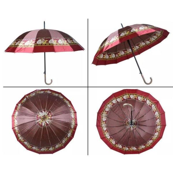Satin Fabric 16K Straight Umbrella With J Handle