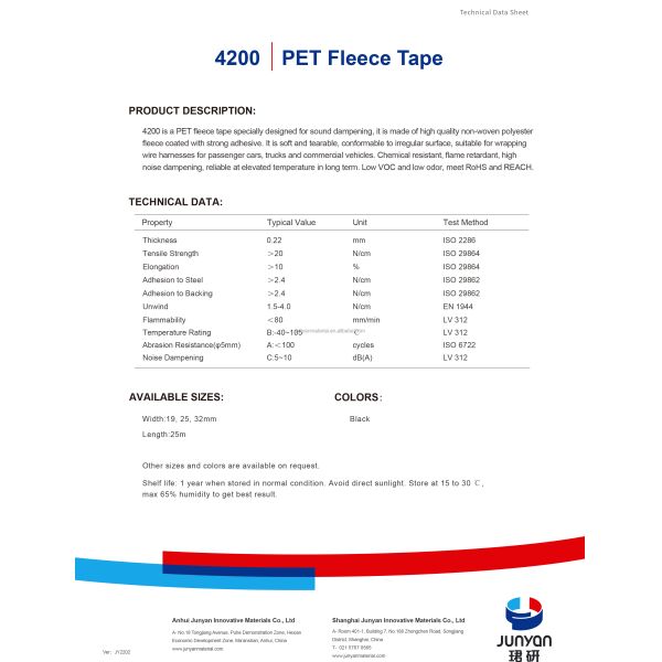 Wholesale JUNYAN Model 4200 Industrial Electrical Tape Black PET Insulation Tapes