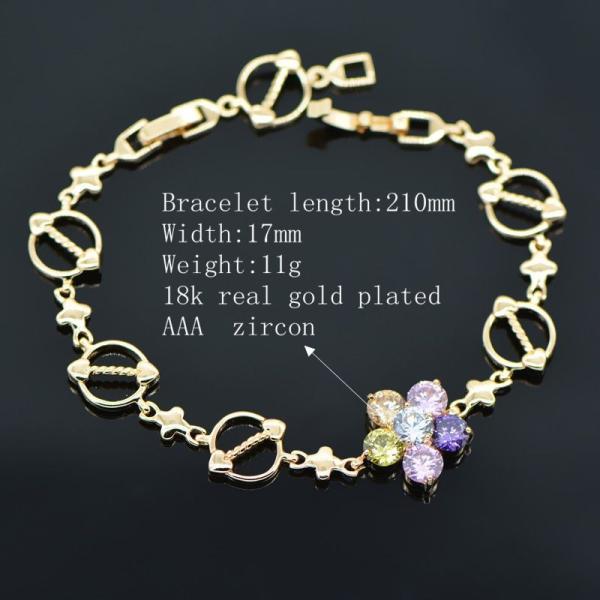 Classic 18K Gold Plated Cubic zirconia Bracelet & bangles factory wholesale high quality