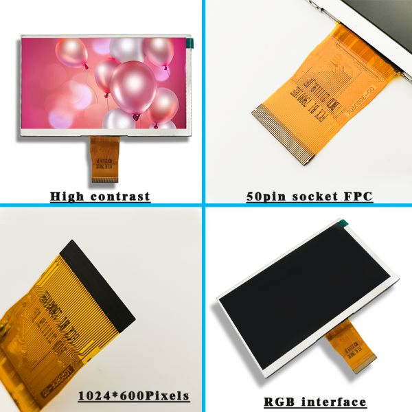 7 Inch IPS Screen TFT LCD Display with 1024 RGB x 600 Dots High Resolution