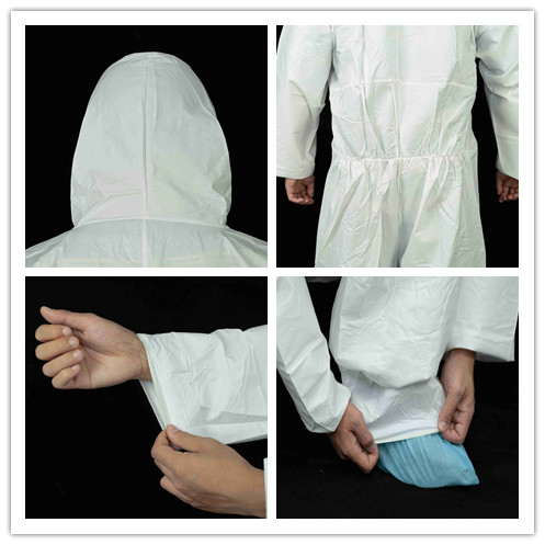 Coverall MP ЕС стандартный Type5/6 низкий Linting устранимый химический защитный с клобуком