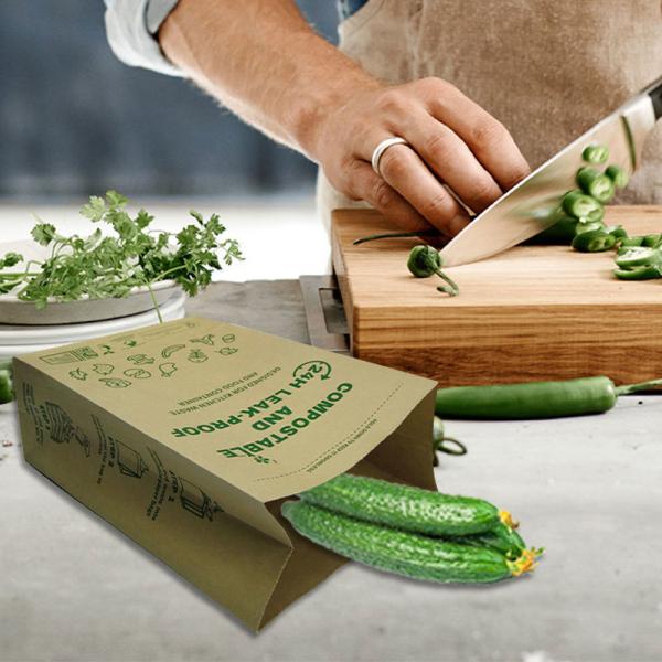Biodegradable Disposable Brown Paper Bags Custom Printed Compostable Brown Paper Bags Waterproof
