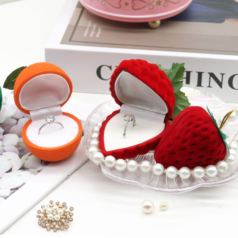 Various Styles Velvet Flocked Jewelry Box Velvet Double Ring Box For Convenient Packing