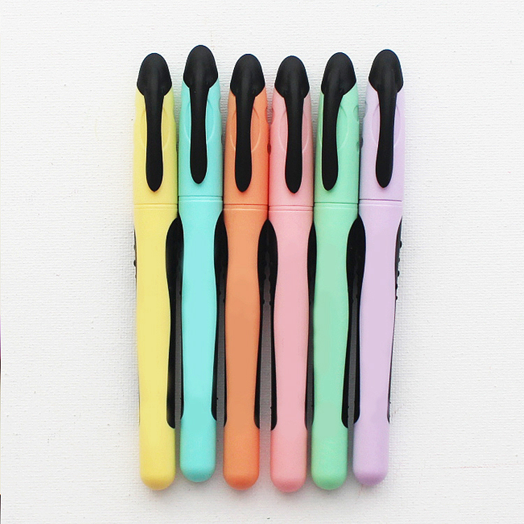 wholesale OEM logo highlighter marker oblique pastel color highlighter pen