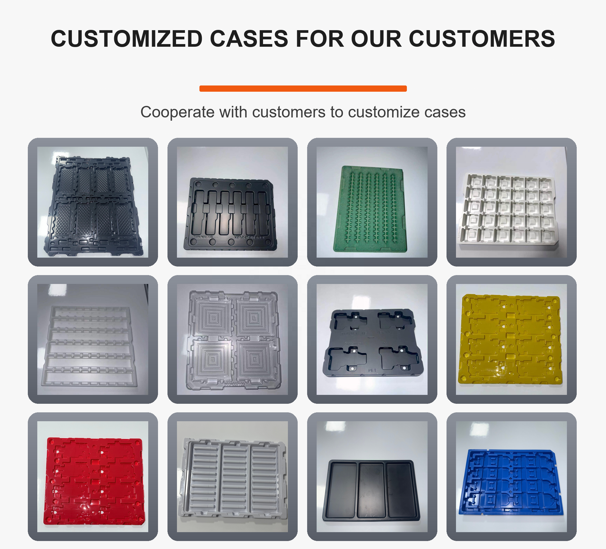6-cell Rectangular Transparent PET Anti-static Tray Automotive Parts Blister Packaging