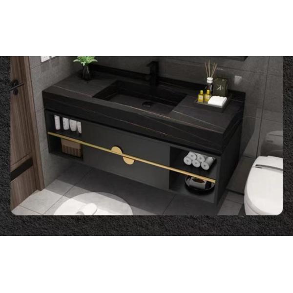 Modern Style Germany Black Wooden Bathroom Cabinets and Vanities with Light Wash Basin