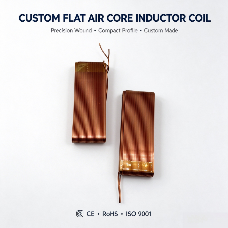 Custom Flat Air Core Inductor Coil Precision Wound with Enameled Copper Wire for Electronic Components