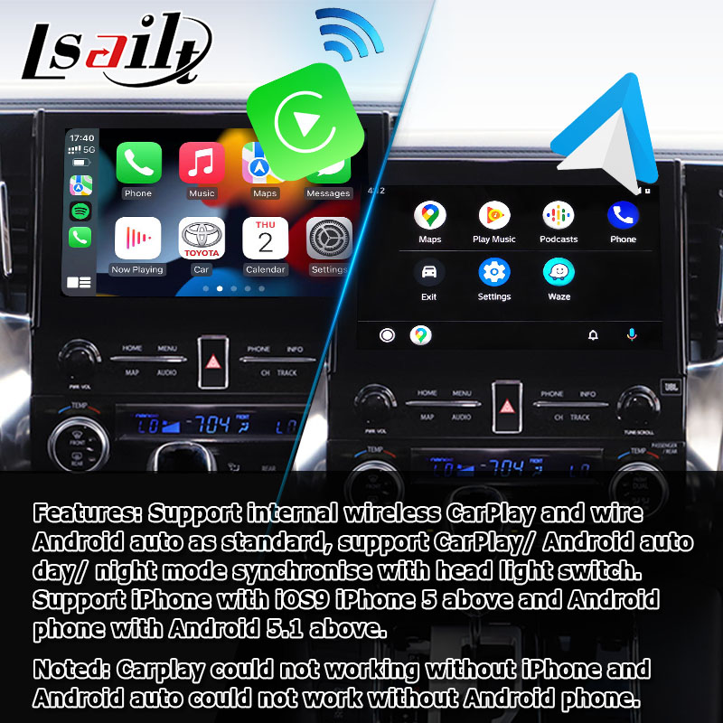 Мультимедиа андроида автоматические беспроводные carplay взаимодействуют для Тойота Alphard Vellfire JBL