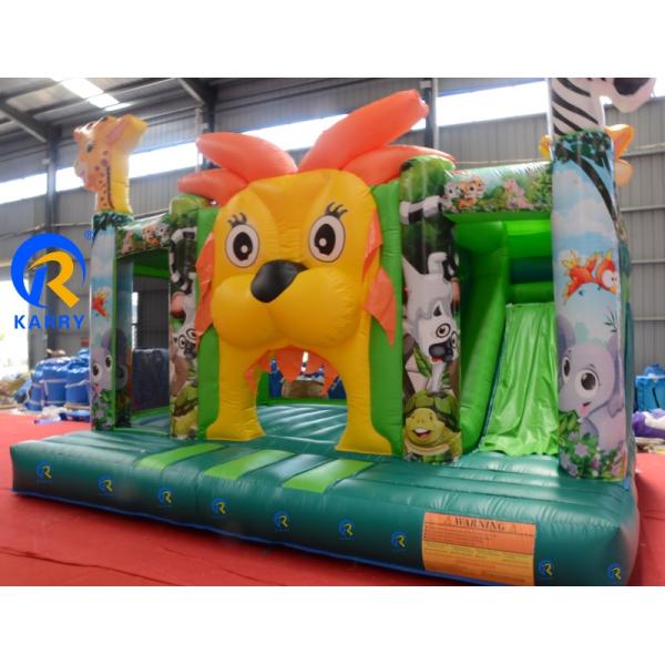 Children's Amusement Park Trampoline with Internal Slide Customized Jungle Lion King