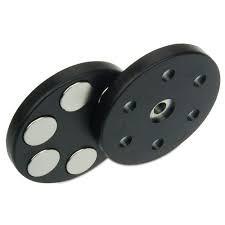 D66mm Neodymium Rubber Coated Pot Magnet with M8 Thread Rod Outside