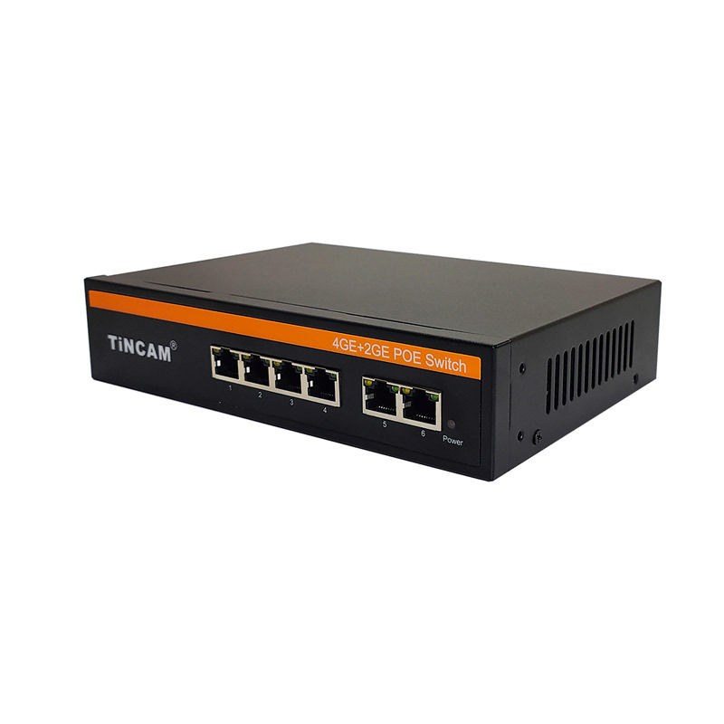4-Port Gigabit PoE Switch with 2 Gigabit Uplink Ports IEEE 802.3af/at 30W per Port 65W Built-in Power Supply TBC-PS5106N
