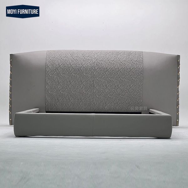 Soft Bed Modern Upholstered Frame King Bed Luxury Italian Leather Queen Size MOYI Italian 2023 Collection