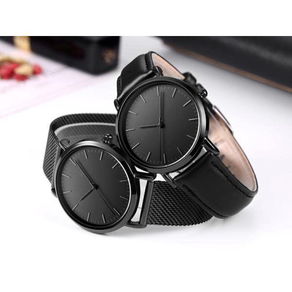 Покрытый дозор 3 АТМ модных людей кварца черный кожаный делает черноту водостойким