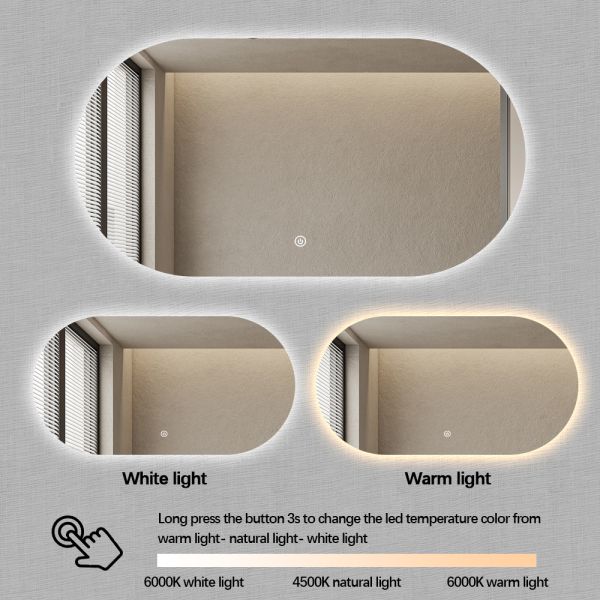 Defogger LED Lighted Bathroom Mirror , Arched Backlit Mirror Customized Logo
