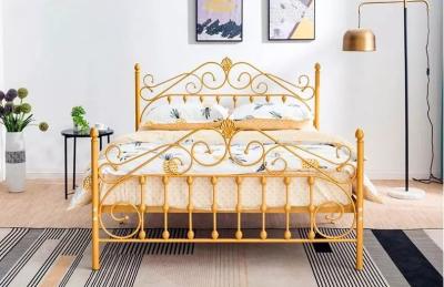 Crown Gold Q235 steel Metal Frame Double Bed Heavy Load Capacity