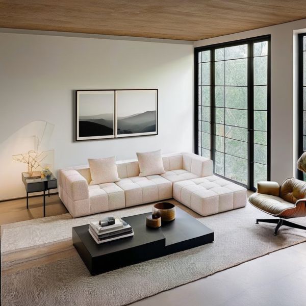 Simple Installation Customized Color L-shaped Extendable Sofa Vacuum Compression Sofa Simple Design Bedroom Living Room Villa