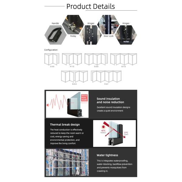 Customized Width Aluminum Folding Patio Doors Fast And Shipping With Tracking Number Provided