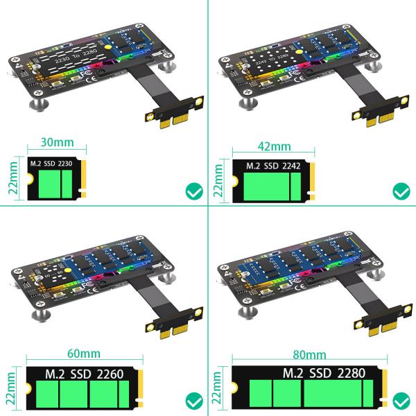 PCI- E X1 to M.2 NVME NGFF SSD Adapter Extension Cable With Cooling Fan and Automatic Discoloration LED.