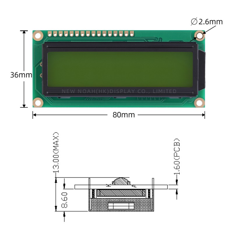 European Yellow Green Film 1602B REV.C Side Backlight Built In Backlight Factory Direct Supply Character
