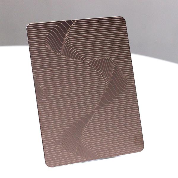 3mm gravou a folha de aço inoxidável Champagne Gold Rose Pattern Finish
