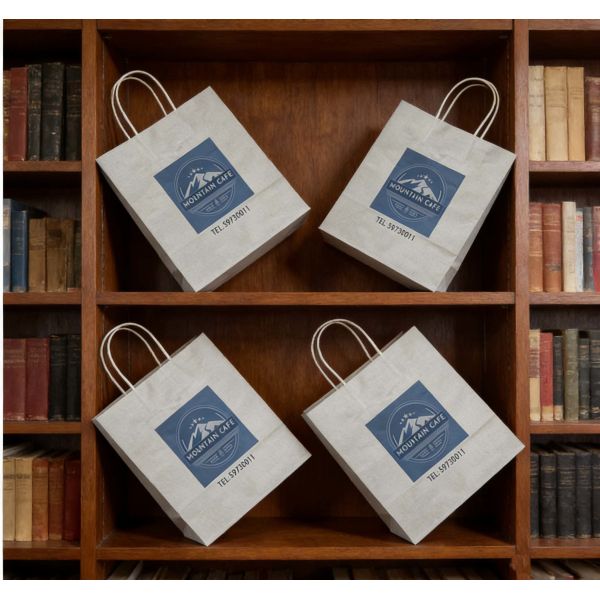 Custom Disposable Kraft Paper  Twisted  handle  Bag Printing MOQ 50000 Pieces Take Away Bag