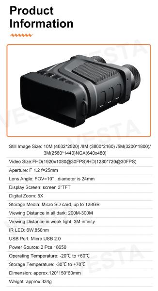 7 IR Level R12 Binocular Night Vision With Camera