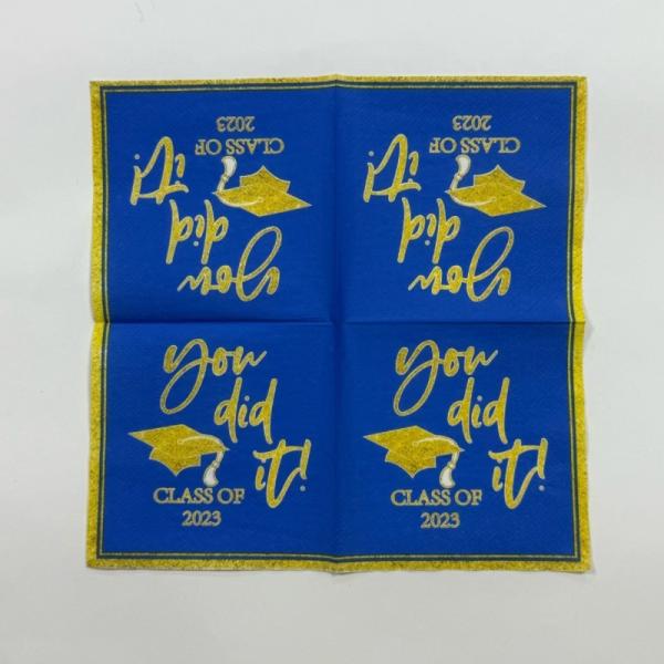 Blue Paper Dinner Napkins 33*33cm Toile Paper Napkins For Bridal Garden Birthday