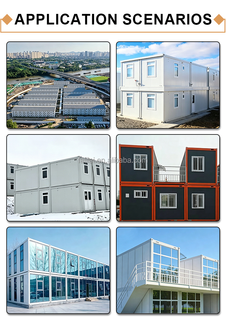 Modular Combined Detachable Container House Two Layer Design Lower Garage Upper Office Prefabricated Flat Pack Building for Site