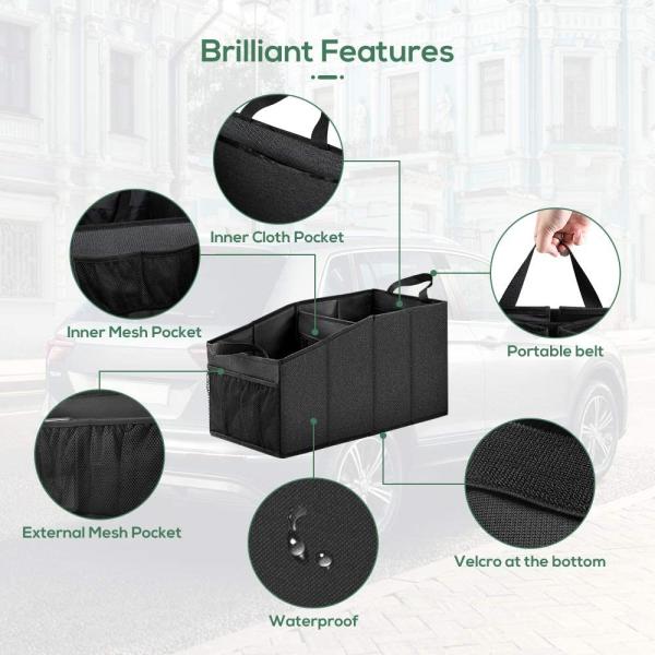 Large Shopping Car Organizer Bags Grocery Foldable Front Back Seat Truck 19X10X10