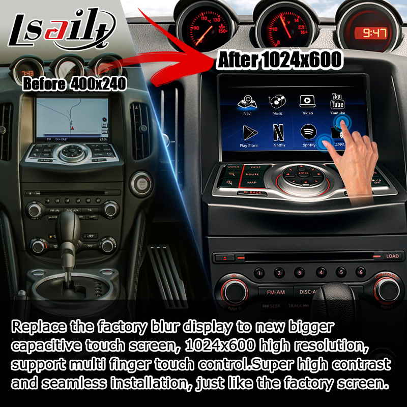Nissan 370z неразрушающий HD-экран Youtube беспроводная связь carplay Android автоматическое обновление