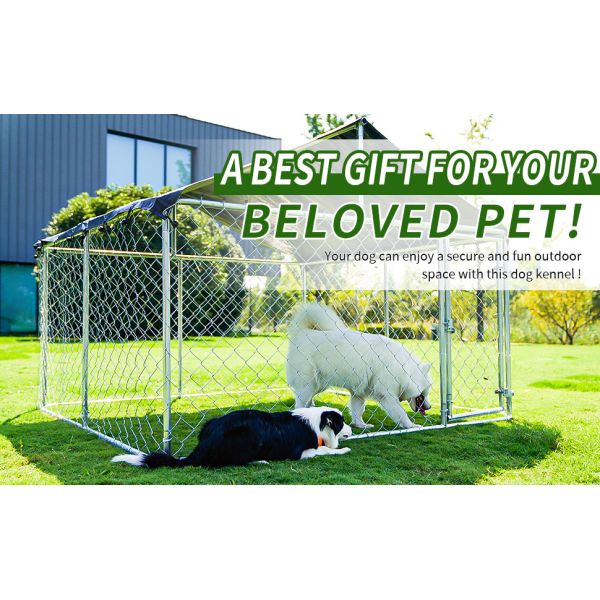 Outdoor Dog Enclosure Heavy Duty Dog Kennel House Mesh Dog Big Cage Pet Kennel Steel Fence with Secure Lock High Quality Dog Cage Dog Cages Metal Kennels