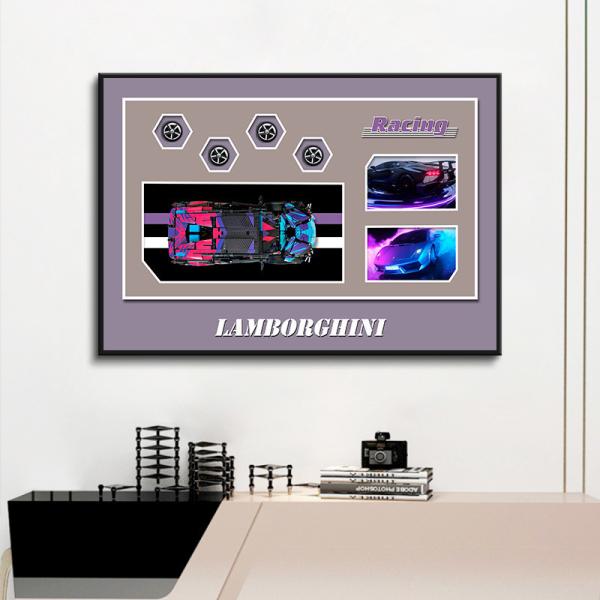 3D Crystal Glass Sports Car Background Wall Art for Living Room Office Decoration