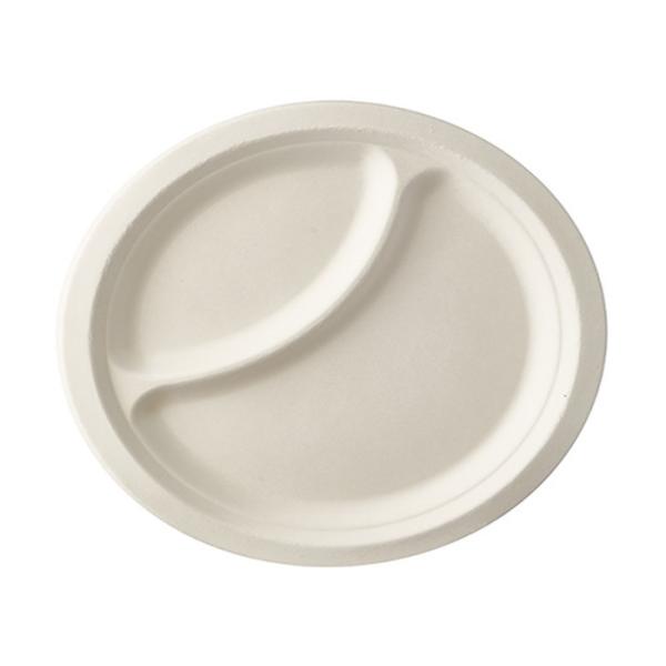 9 Inch 2 Compartment Biodegradable Sugarcane Bagasse Plates