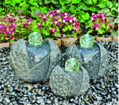 Artistic Cast Stone Garden Fountains Polished Surface With Three Crystal Glass Balls