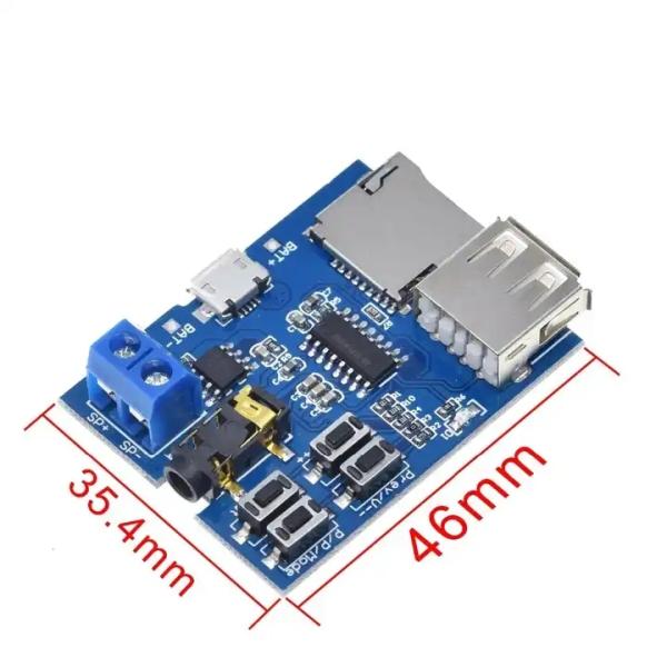 MP3 Decoder Board Audio Amplifier Module with 3.7~5.5V Power Range TF Card and U Disk Play Mode 2W Mono Amplifier