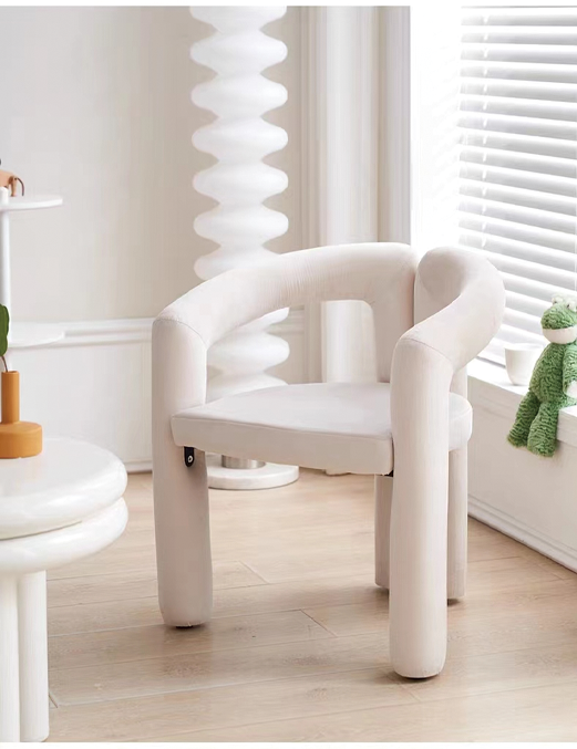 Cream Style Dressing Table Bedroom Upholstered Accent Side Chair Comfortable Arms Beige Makeup Vanity Chair for Living Room