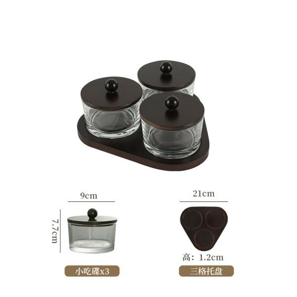Container Set 4 Jars Glass Snack Container with Wooden Plate and Lid US