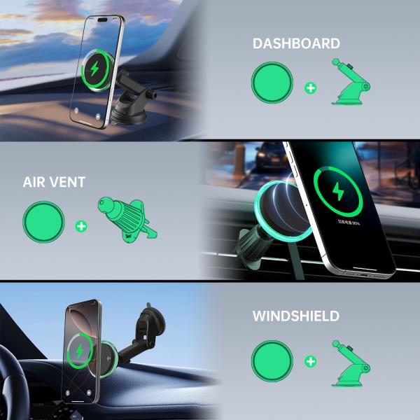 カスタマイズ可能な照明モード 車載ワイヤレス充電器 強力な磁力吸着と夢のような星空ライト付き