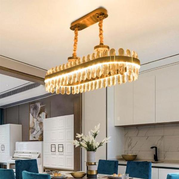 80*35*12 Round Luxurious Leather Dining Chandelier Oval LED Dropout Lamp for