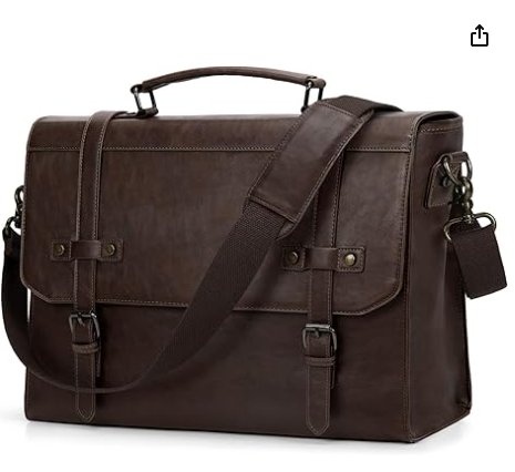 RAINSMORE Mens Messenger Bag 17 Inch Waterproof Vintage Leather Laptop Briefcase Large Laptop Bag Satchel Bag Computer Shoulder Bag for Office Business Travel College