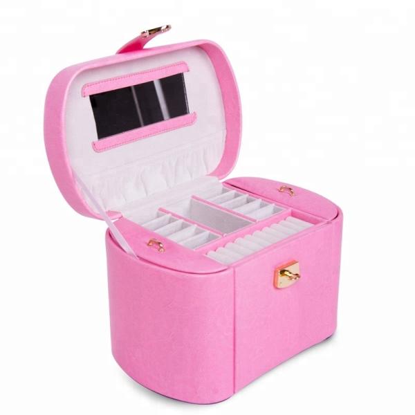 Free gift box jewelry mirror cabinet for jewelry  PU leather jewelry storage box
