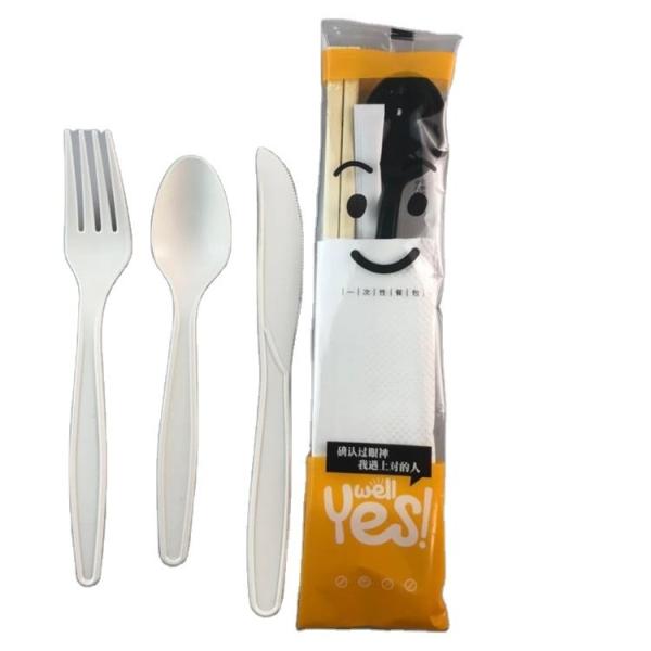 Sustainable Flatware Set Disposable PP Cutlery in Kraft Paper Box for Eco-Friendly Needs