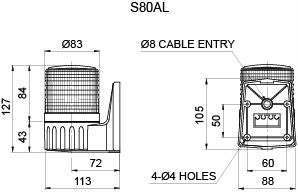 Qlight S80AL External Diameter : Ø83mm Height : 127mm , Improving Visibility by Employing Special Scattering Lens