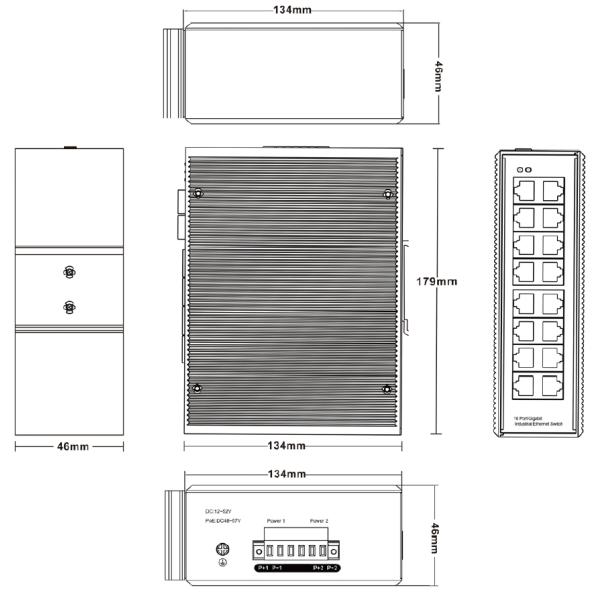 RJ45 Промышленные коммутаторы Ethernet 16 портов Неуправляемые коммутаторы сети