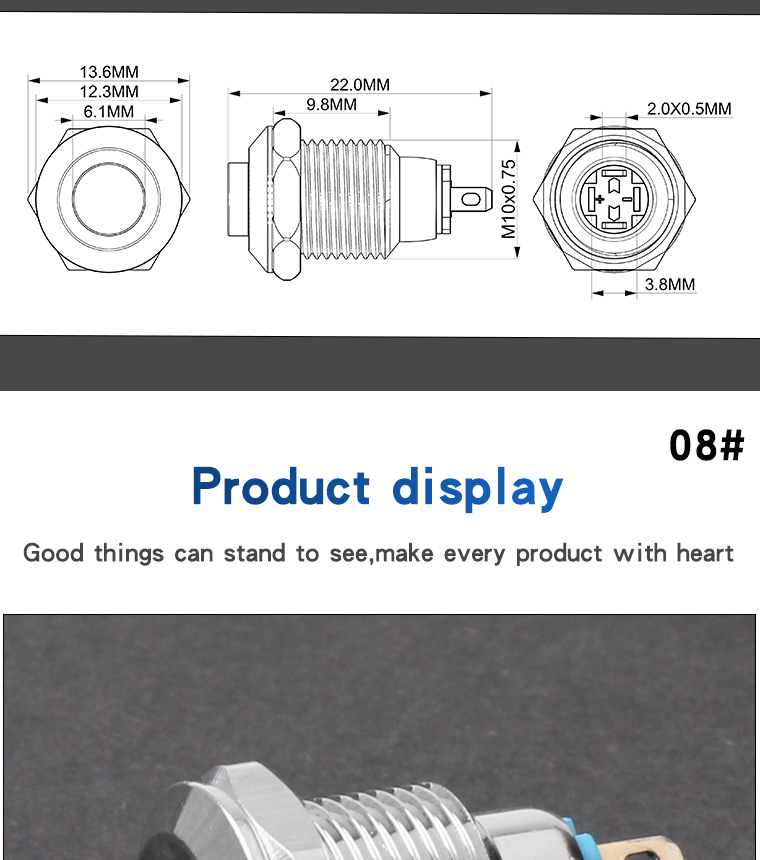 Momentary Metal Push Button Switch 10MM 1NO High Head No LED Self-Reset Jog Switch Welding Foot