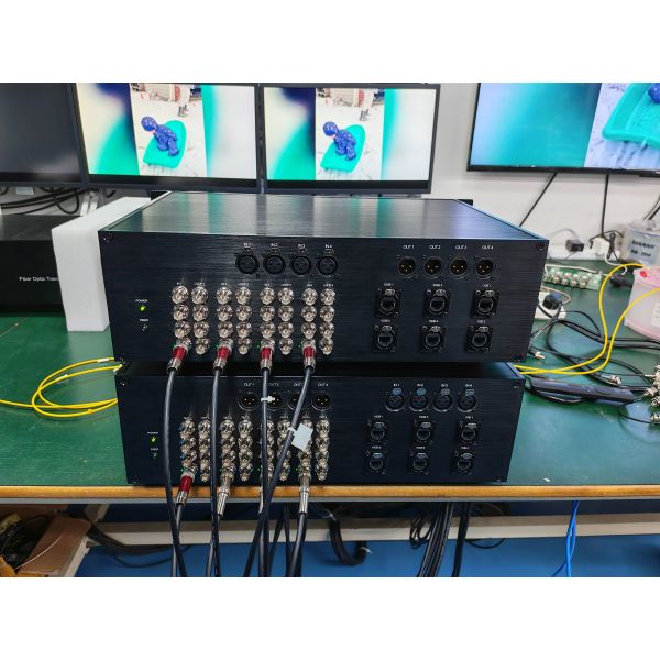 16 Channels 4K 12G SDI Video Fiber Transmission System with XLR Audio, 10GB Network, CNlinko Dual LC Fiber Connector