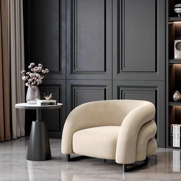 Vibrant Rainbow Fabric Recliner Armchair , Curve  Plush Velvet Armchair