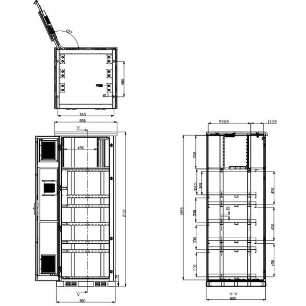 Двойная стена 32У на открытом воздухе приложение телекоммуникаций шкафа шкафа 19 дюймов на открытом воздухе с одной парадной дверью