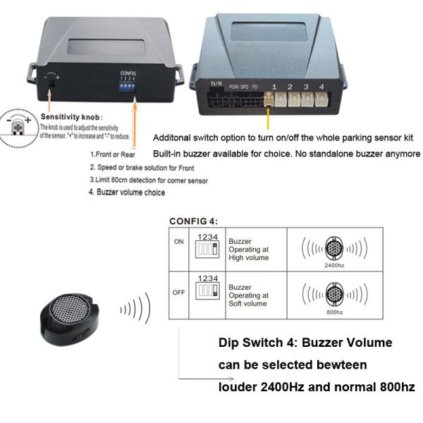 Auto Smart Ultrasonic Parking Radar System Front Rear Sensor with Display Buzzer