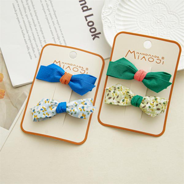 ins DIY girls accessories sweet floral fabric irregular bow duck mouth clip cute girl candy hair clip